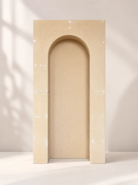 Łuk 3D EVI z prostą wymienną górą i tłem MDF – widok z przodu